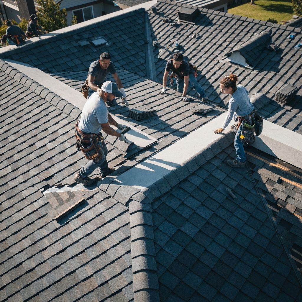 Daktechniekplus vakmannen aan het werk